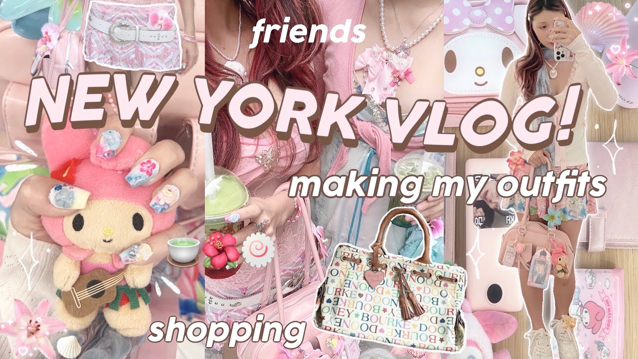 NYC VLOG 🍥🍵 thrift flip outfits, shopping, new nails, out with friends ⋆˚꩜｡