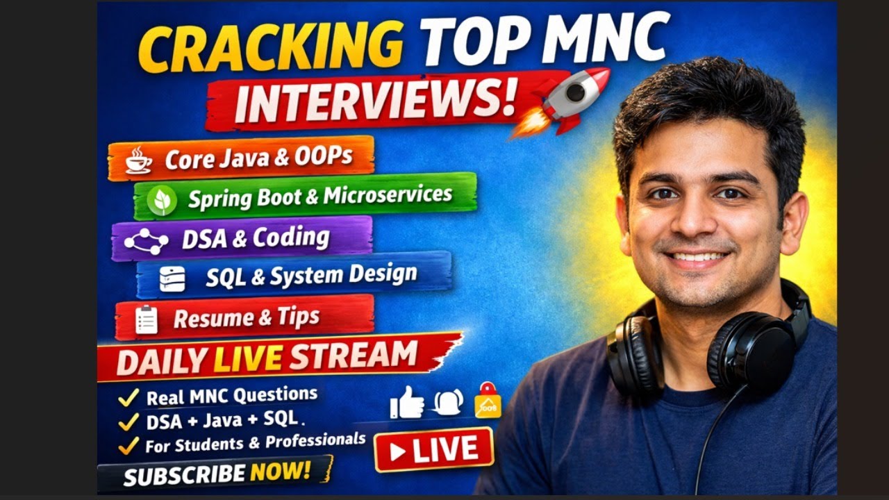 Real MNC Interview Questions LIVE | Past interview questions | Java, Spring Boot, DSA | Daily Stream