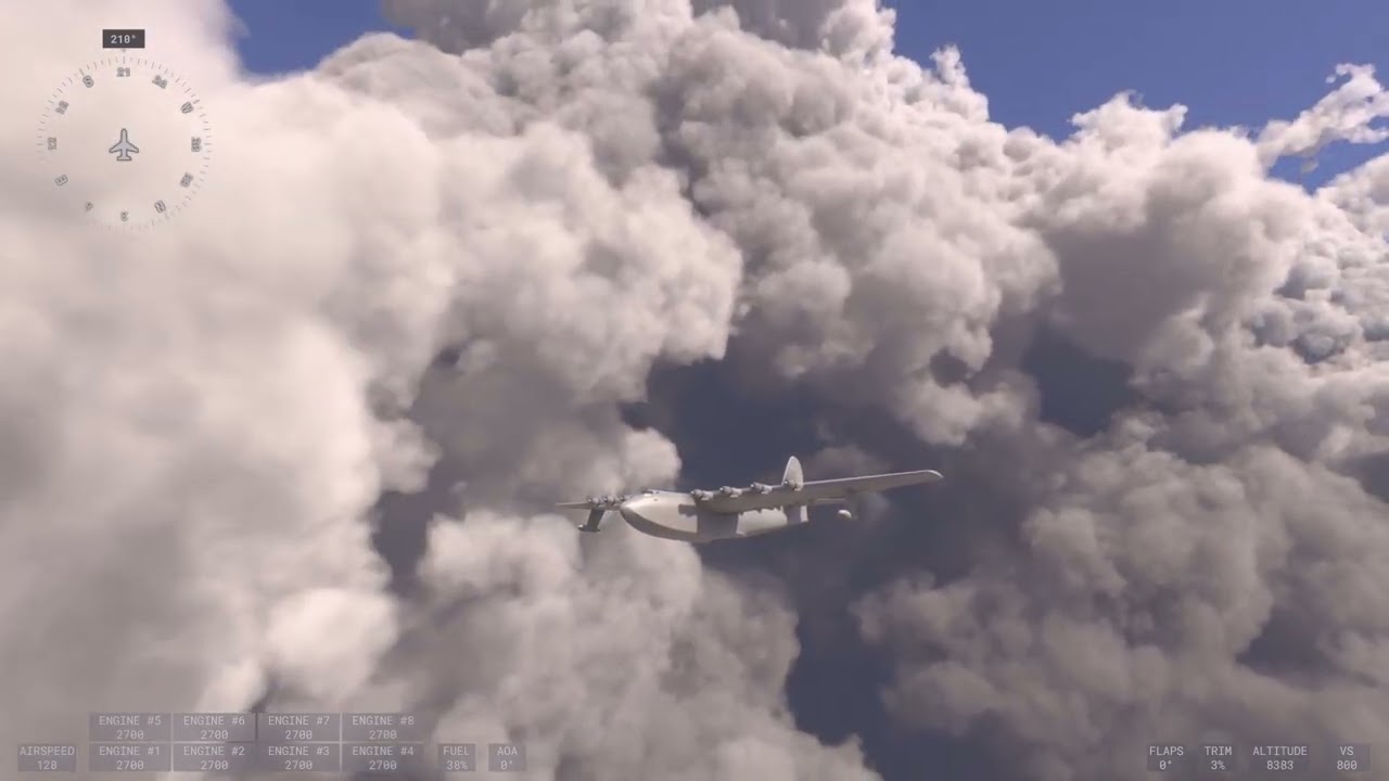 MSFS2024 FREE FLIGHT HERCULES H4 (SPRUCE GOOSE) TAKEOVER/LANDINGS STORMY WEATHER BASE PS5 4K