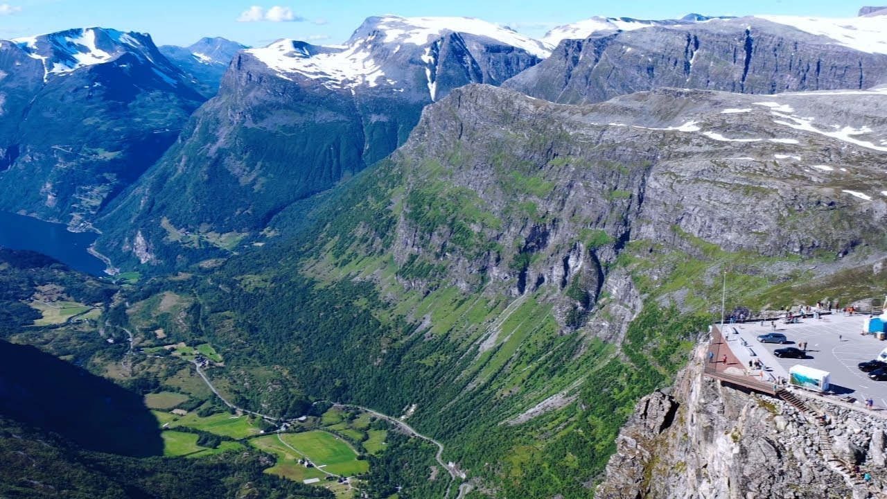 Geiranger Skywalk - Height 1476 m - Dalsnibba - Stranda - Møre og Romsdal - Norway 🇳🇴 - Drone - 4K