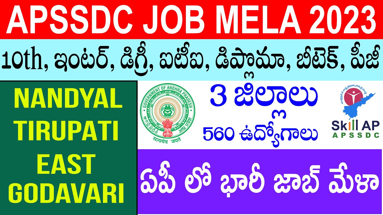 APSSDC Job Mela 2023 | APSSDC Jobs Notification 2023 | Tirupati, East Godavari, Nandyal Jobs
