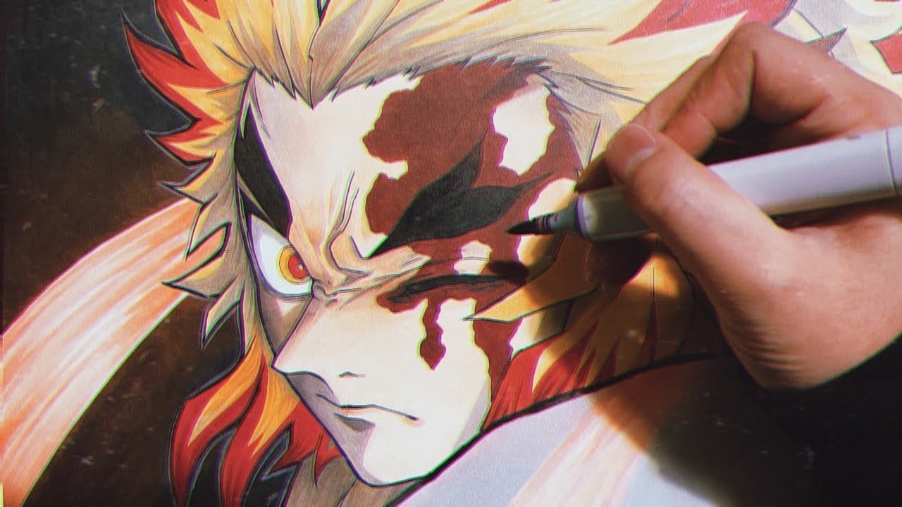 『鬼滅の刃』描いてみた！煉獄杏寿郎【Kimetsu no Yaiba】Drawing 《Rengoku kyojuro》