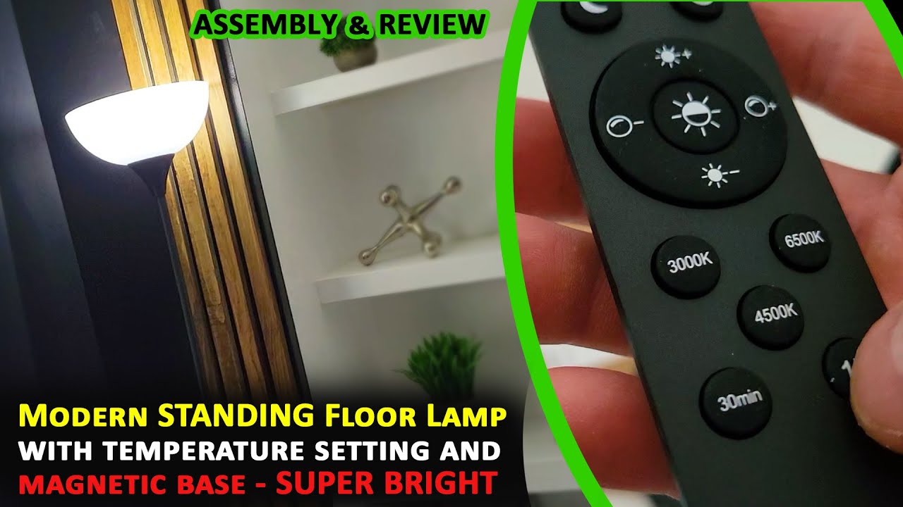 Black Modern Torchiere Floor Lamp for Living Room - LED Standing Floor Lamps for Living Room or Dorm