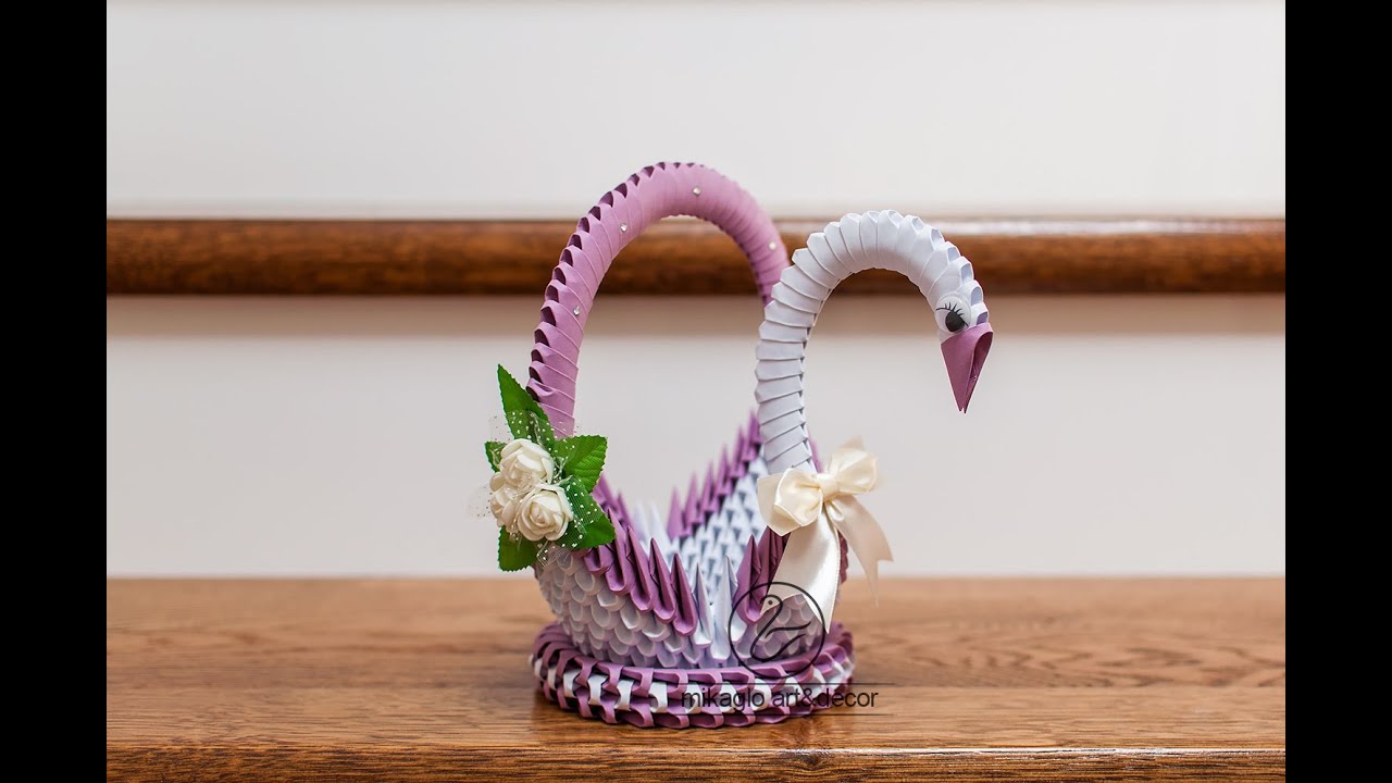 3d origami swan basket easy tutorial / Koszyk łabędź z origami 3d krok po kroku