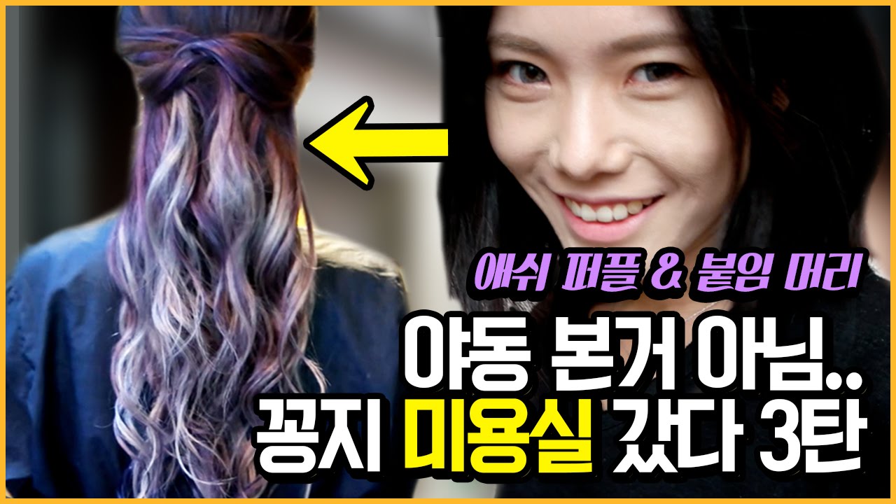 헤어 염색 대프로젝트! (애쉬 퍼플 & 붙임머리)꽁지 미용실 갔다 2탄 feat.순수이야기 & 레미샵 /관리팁/ KKONGJI