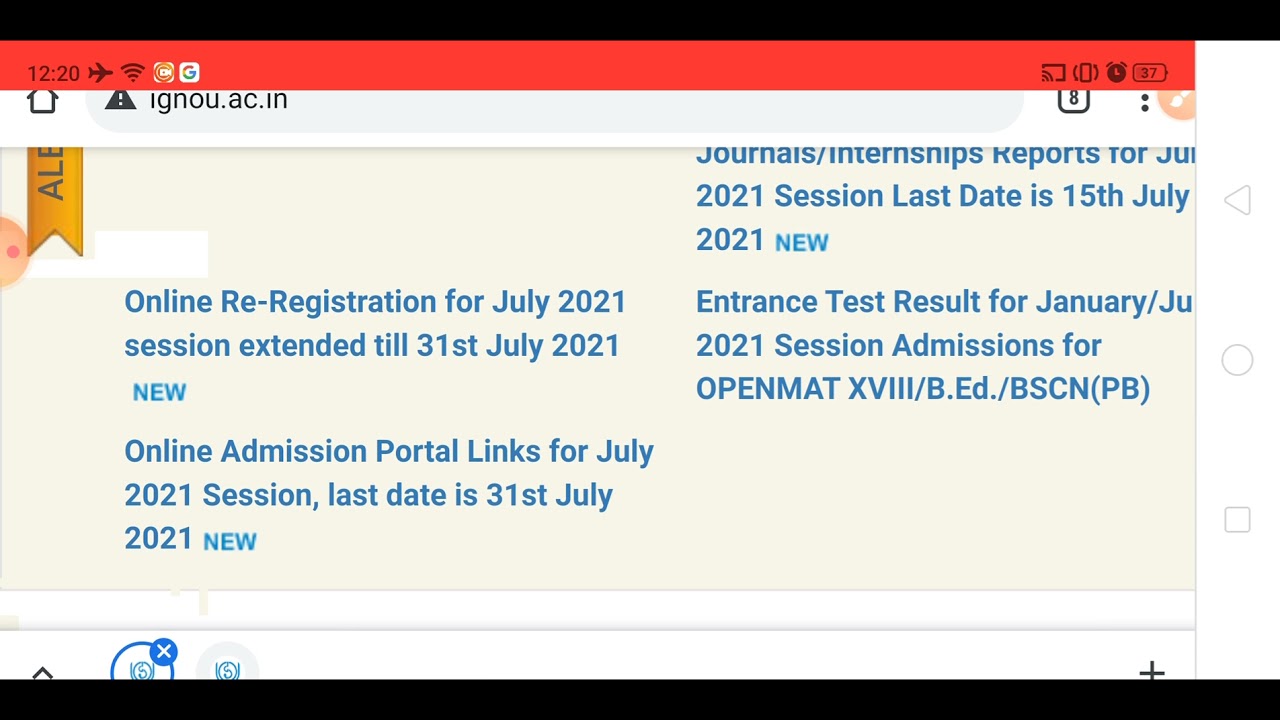 IGNOU July admission date Extend News / Last date 31 July 2021 session IGNOU Admission / IGNOU