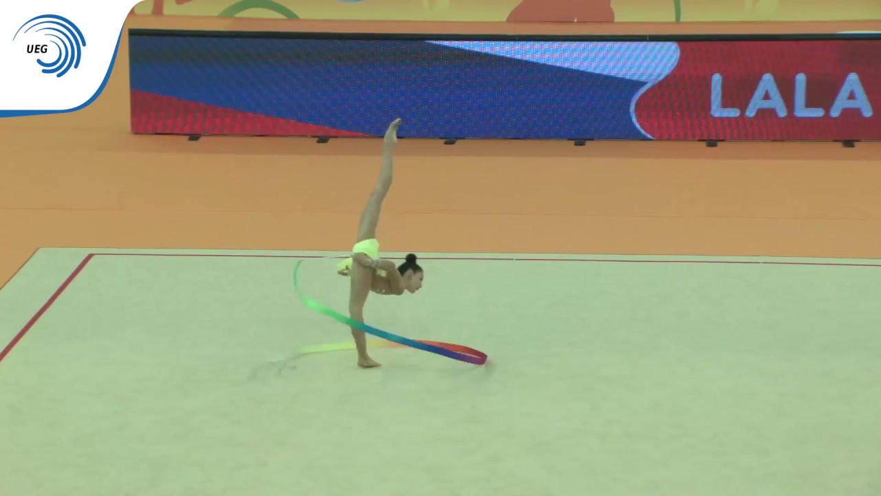 Lala Kramarenko (RUS) -  2018 Rhythmic European Champion, junior ribbon