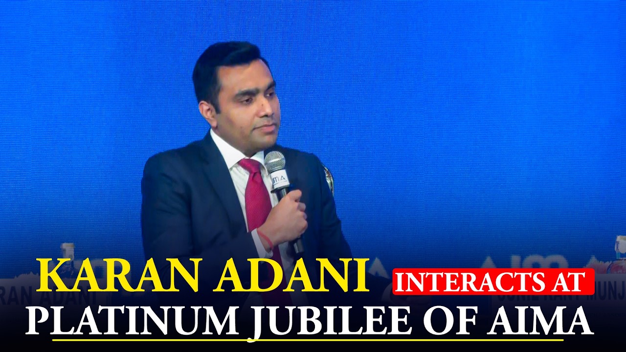 APSEZ Director Karan Adani interacts along with Sunil Kant Munjal at Platinum Jubilee of AIMA