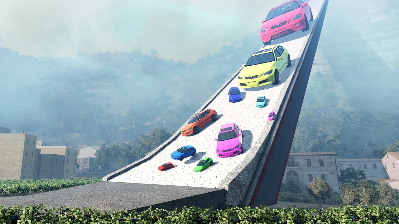 Giant and Small Cars vs Giant Stairs ▶️ BeamNG Drive