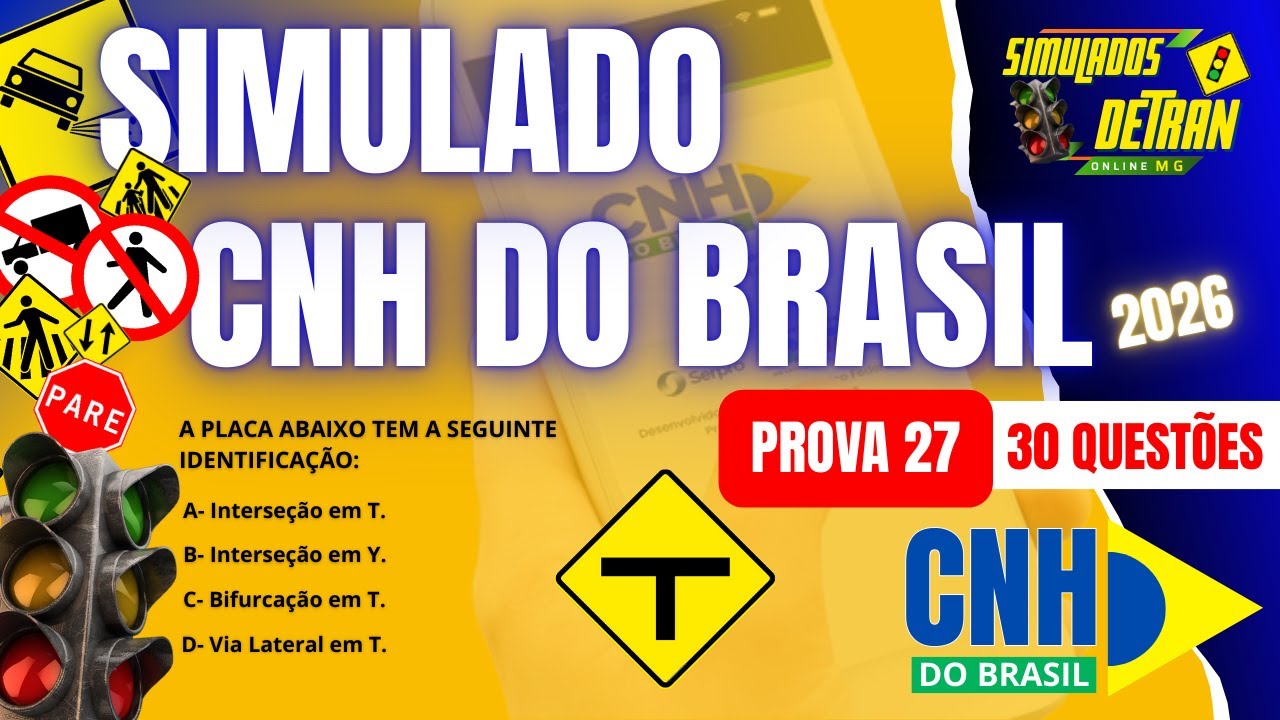NOVAS QUESTÕES PARA  EXAME TEÓRICO - SIMULADO CNH DO BRASIL 2026 - PROVA 27 #simuladodetran2026 ✅