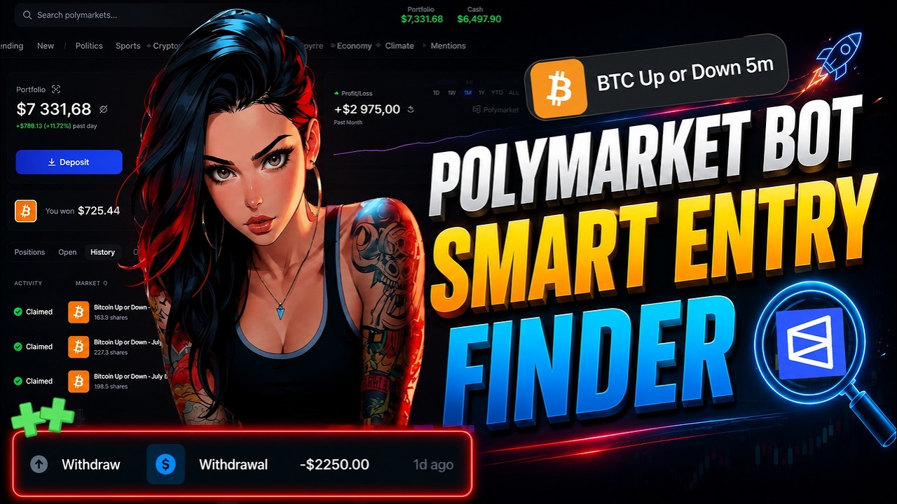 Лучший бот для Polymarket 2026 | Живая торговля BTC на 5-минутках | Криптопрогнозы для новичков