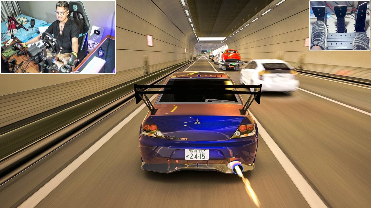 1100 HP MITSUBISHI EVO IX MIDNIGHT WANGAN | STEERING WHEEL + PEDAL CAM | ASSETO CORSA
