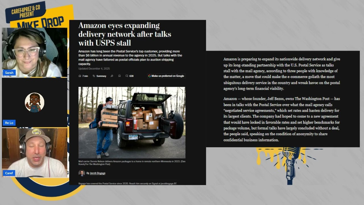 Новый контракт Amazon с USPS + объяснение задержек с доставкой почты | Майк Дроп, понедельник, вы...