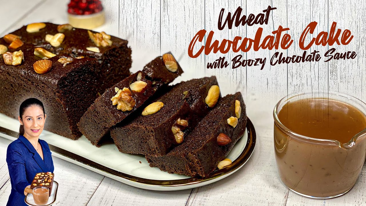 Wheat Chocolate Cake with Boozy Chocolate Sauce | Best Chocolate Cake Recipe, Eggless, Birthday Cake