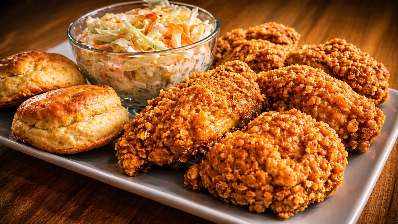 СЕКРЕТ курицы во фритюре в стиле KFC 🍗 (рецепт салата «Колсло» и печенья)
