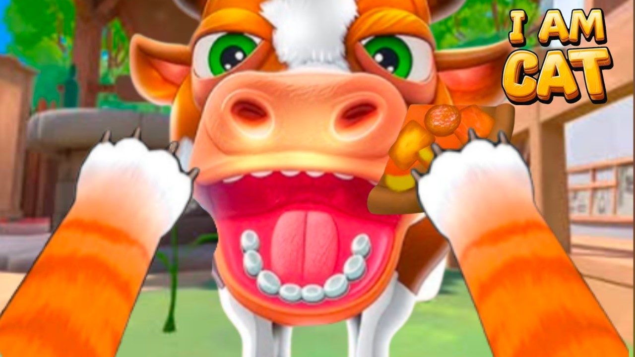 CAT FEEDS A COW YUMMY PIZZA! - I Am Cat VR