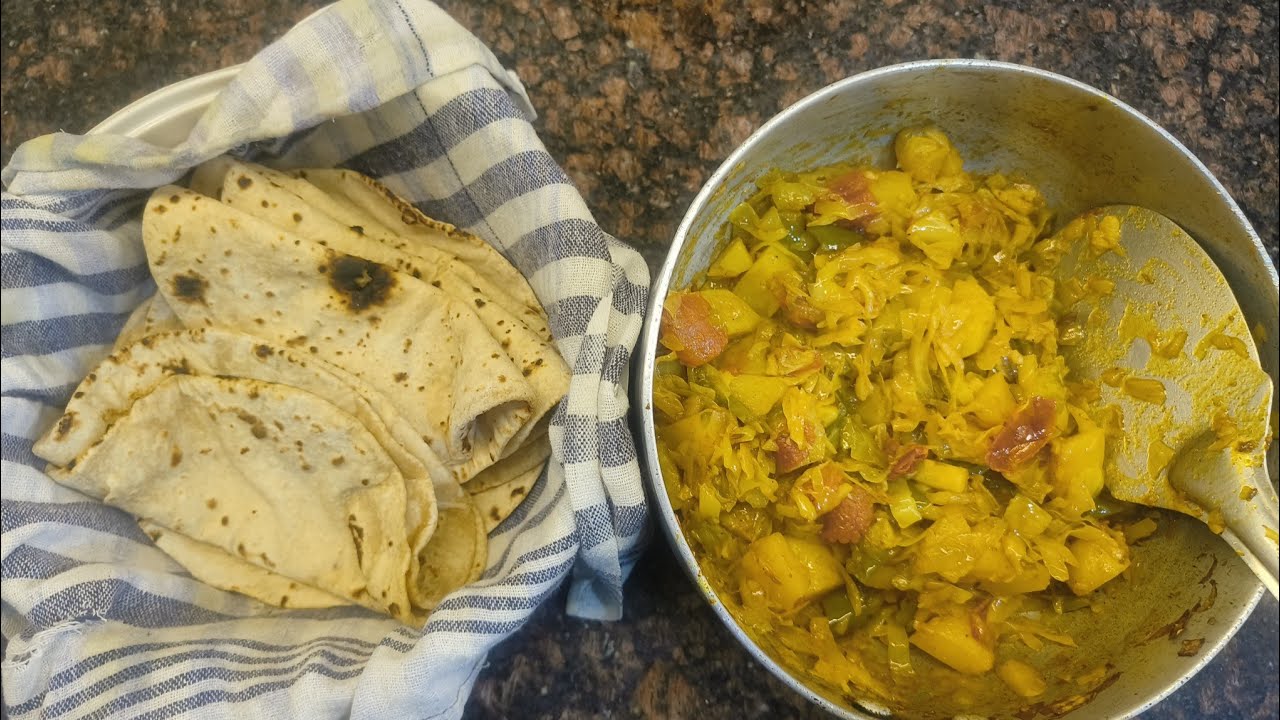 Cabbage ki sabji with roti