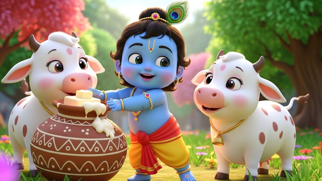 छोटी छोटी गैया 🐄 | Choto So Mero Madangopal | Little Krishna Song | Hindi Nursery Rhymes