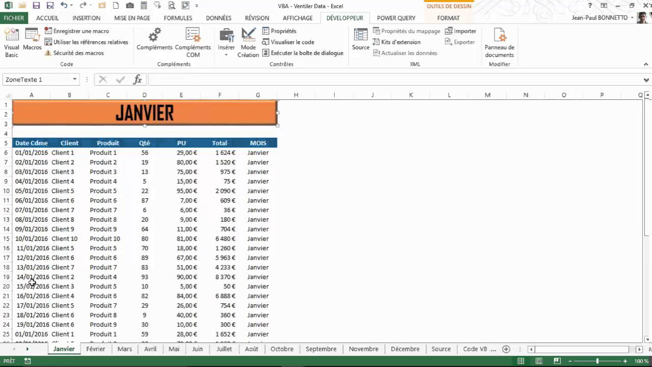 Excel VBA - Comment ventiler des données sur plusieurs feuilles