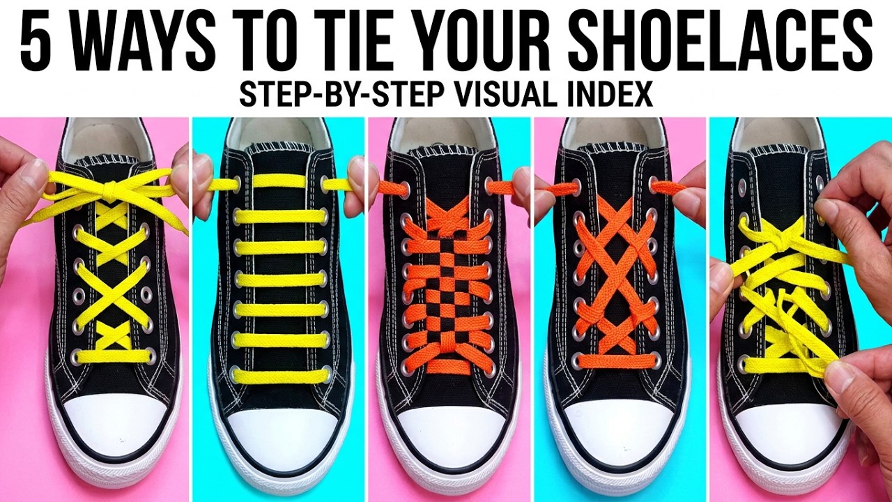 5 Way To Tie Your Shoelaces, How To Tie Shoelaces, shoes lace styles, #shoelace #shorts #viral