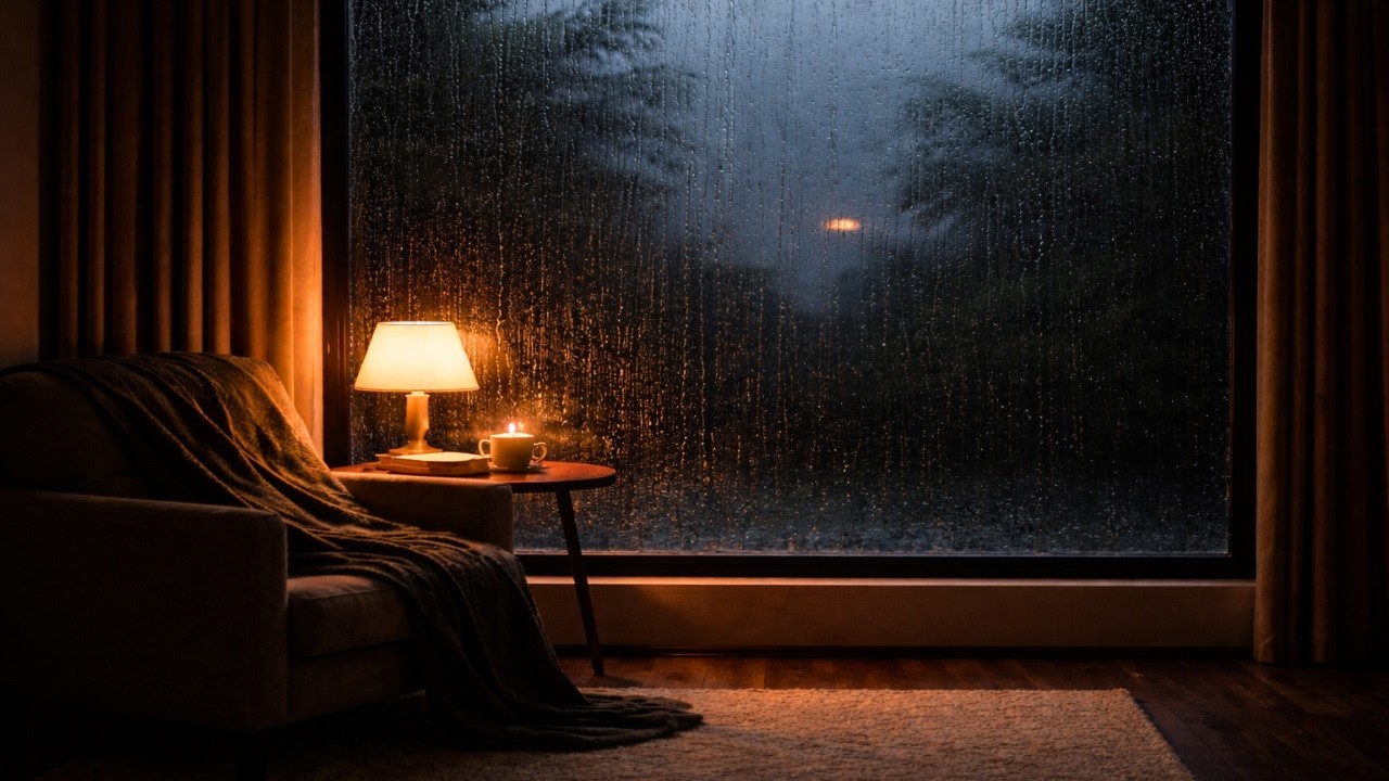 Cozy Window Rain at Night 💤 Gentle Rain Sounds for Deep Sleep