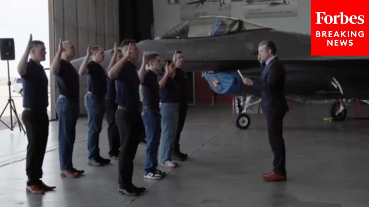 Pete Hegseth Administers The Oath Of Enlistment To Recruits At Buckley Space Force Base In Colorado