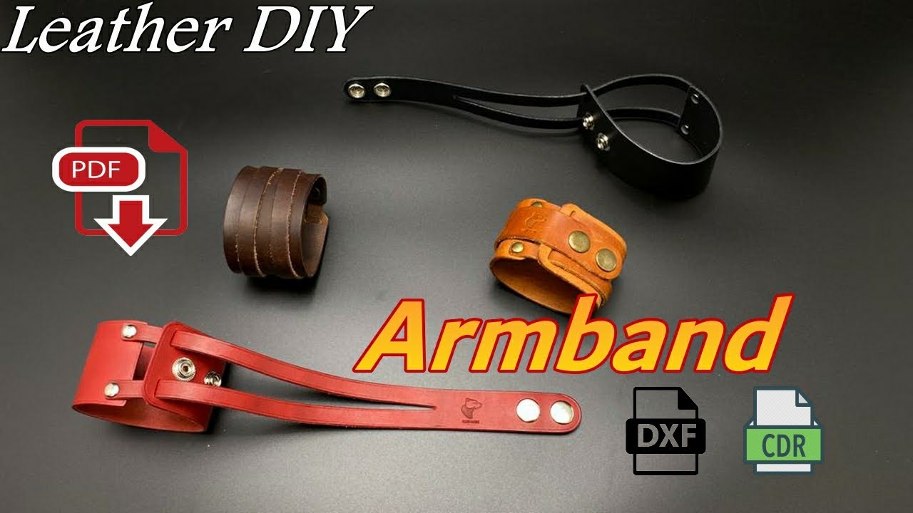 Easy DIY Leather Biker Cuff Bracelet, Wristband  PDF Pattern Download / DXF / CDR for Laser cutting
