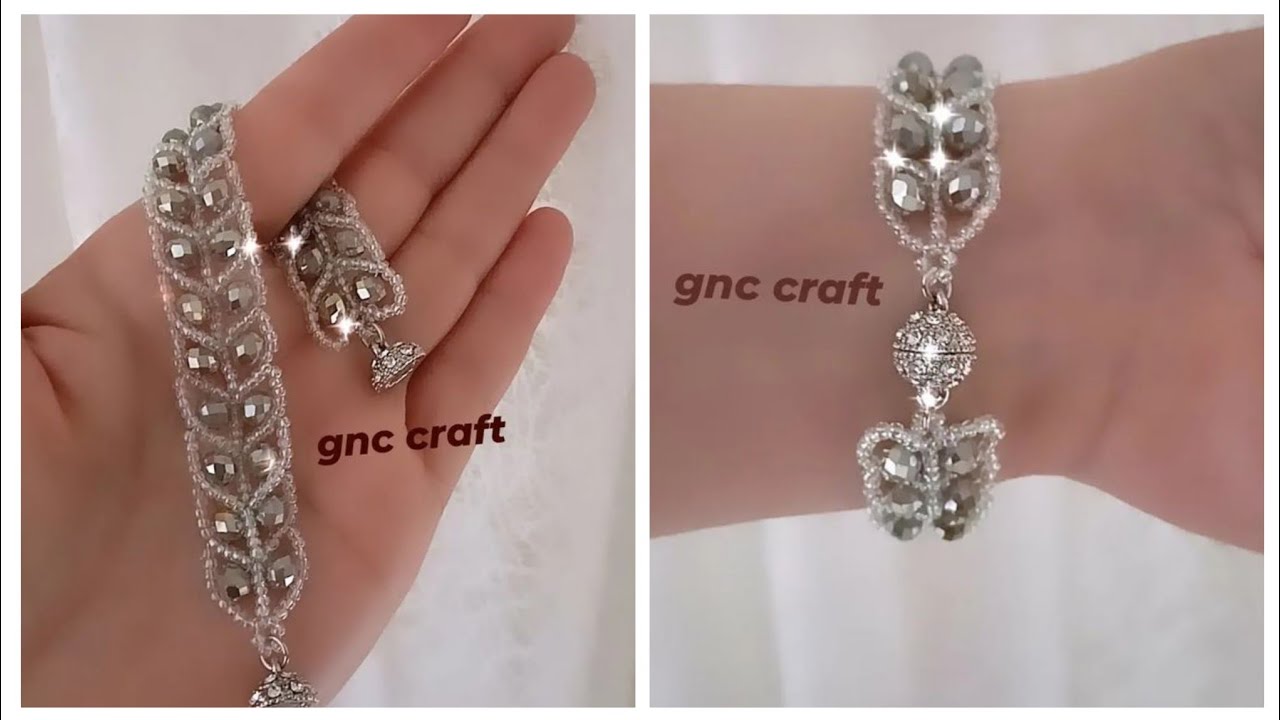BONCUK VE KRİSTALLE ŞIK BİLEKLİK BEAD AND CRYSTAL STYLISH BRACELET