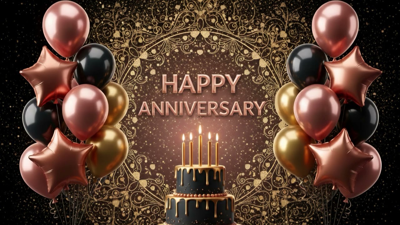 Happy Anniversary screensaver | Rose Gold Black