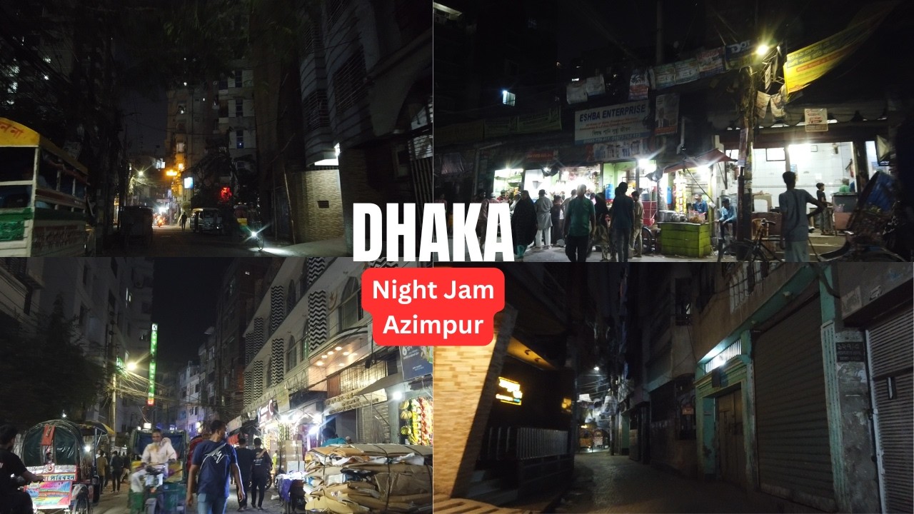 Dhaka Azimpur Area Street At Night Jam Even Can Not Walk Proper Way Due To Lot Of People And Vehicle