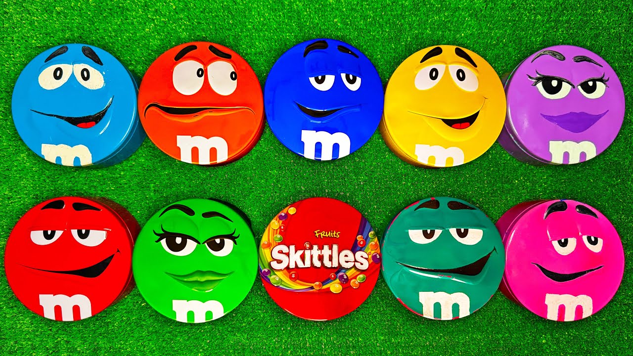 8 Minutes Satisfying with Unpacking Glossy Tins with Vibrant Skittles and Chocolate M&M'S Candy ASMR