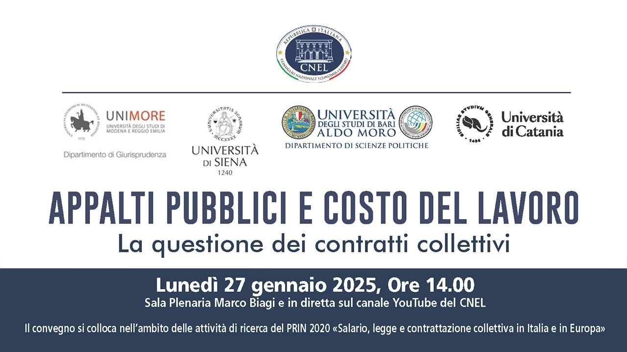 Appalti pubblici e costo del lavoro. La questione dei contratti collettivi.