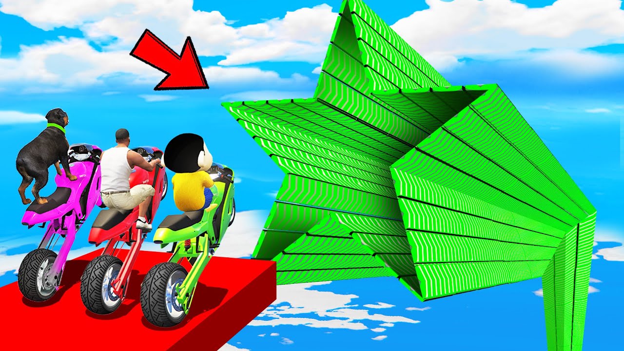 SHINCHAN AND FRANKLIN TRIED THE IMPOSSIBLE STAR SPEED BOOSTER TUNNEL PARKOUR CHALLENGE GTA 5