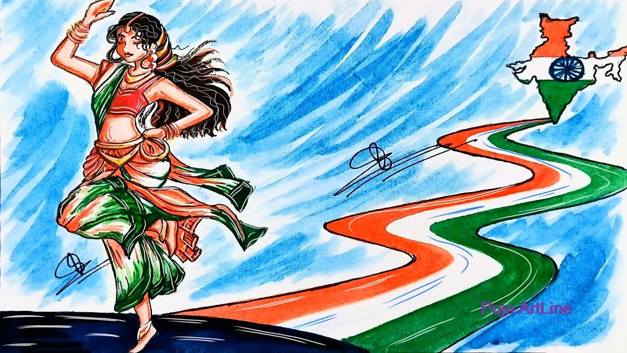 Easy Republic Day Scenery for Beginners | 26th January special drawing 