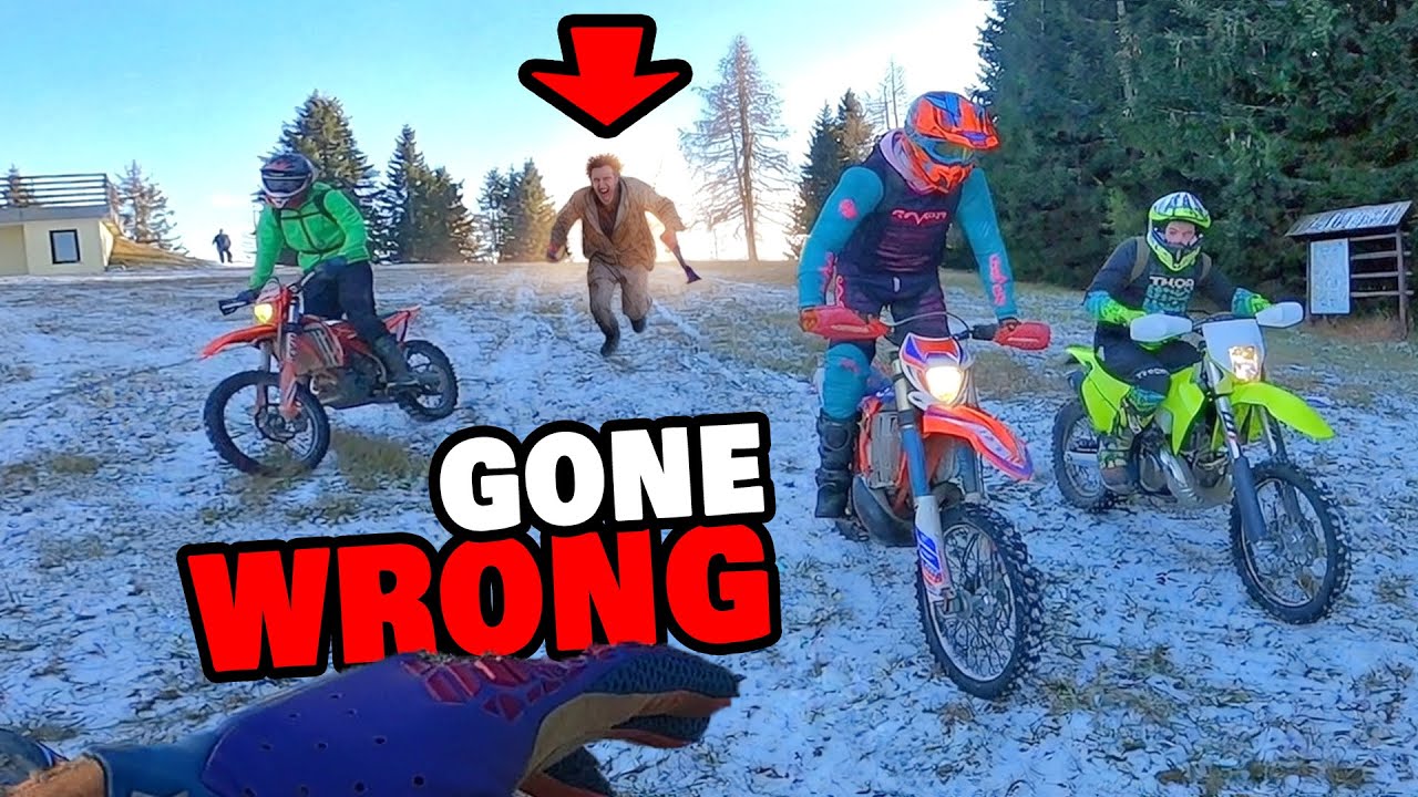 Motocross Riders VS Angry People 😡 | Snow Dirt Bike Ride Ends With Ski Slope Escape