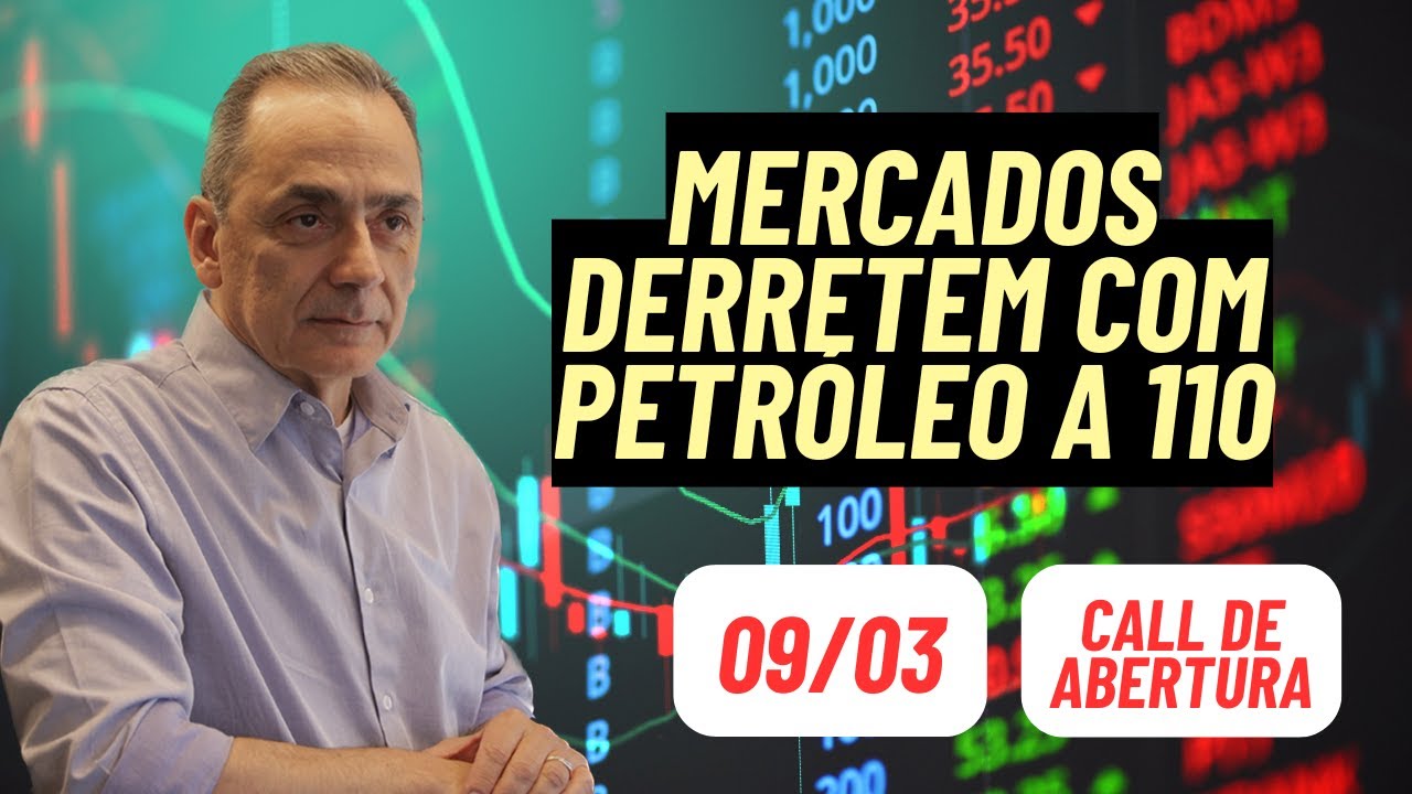 Petróleo vai a US$ 110 e mercados derretem | Call de Abertira 09/03/2026 8:00 hs