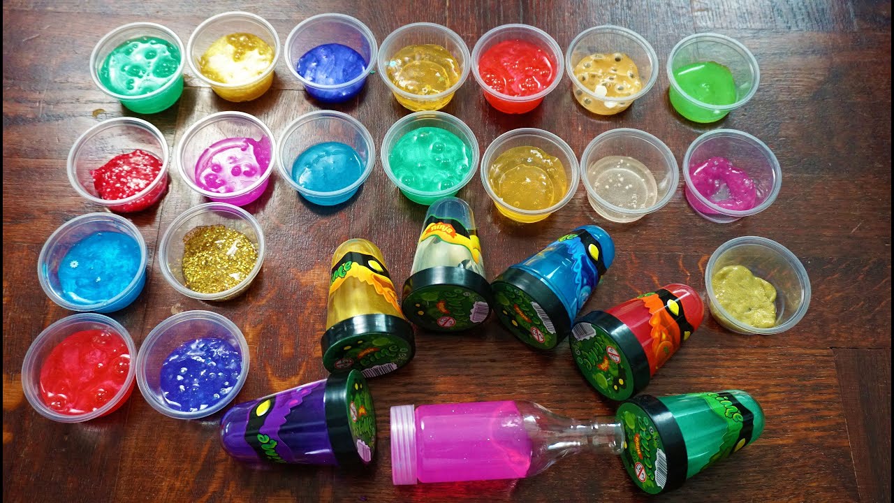 Learn Playing Colors DIY Silme, Mixing satisfying slime into clear