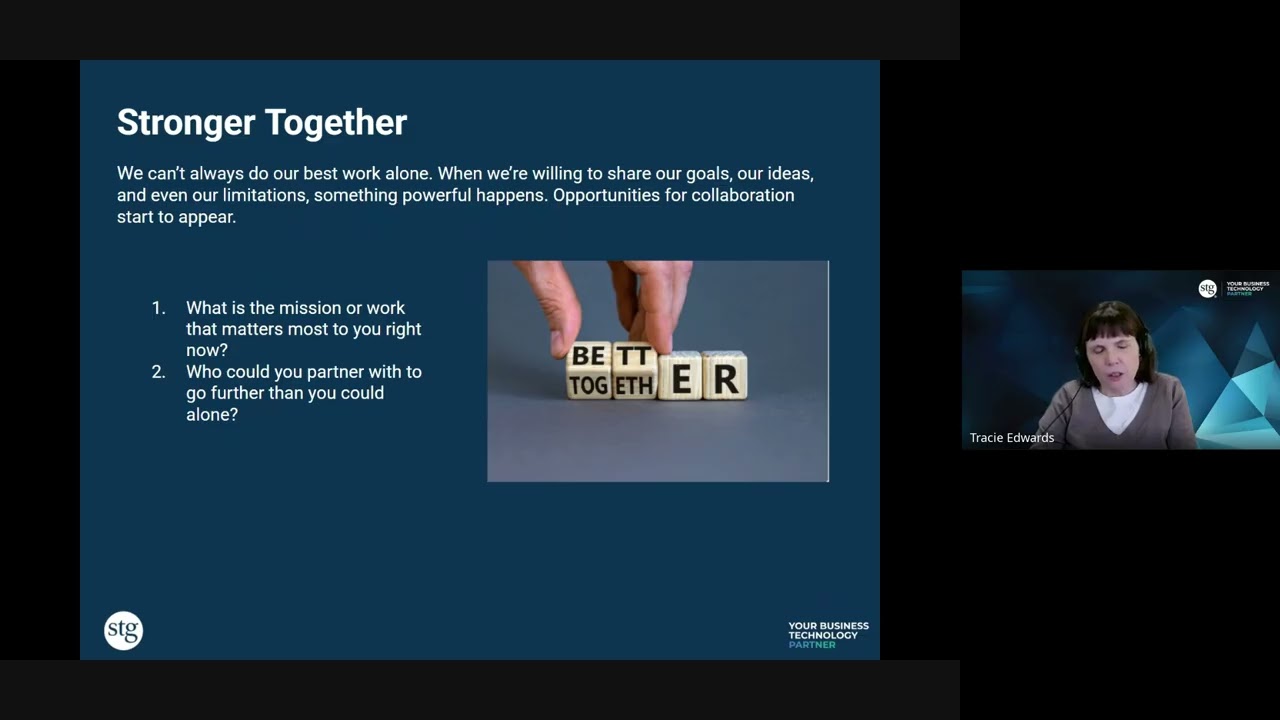 STG Virtual Brown Bag by Tracie Edwards: Stronger Together