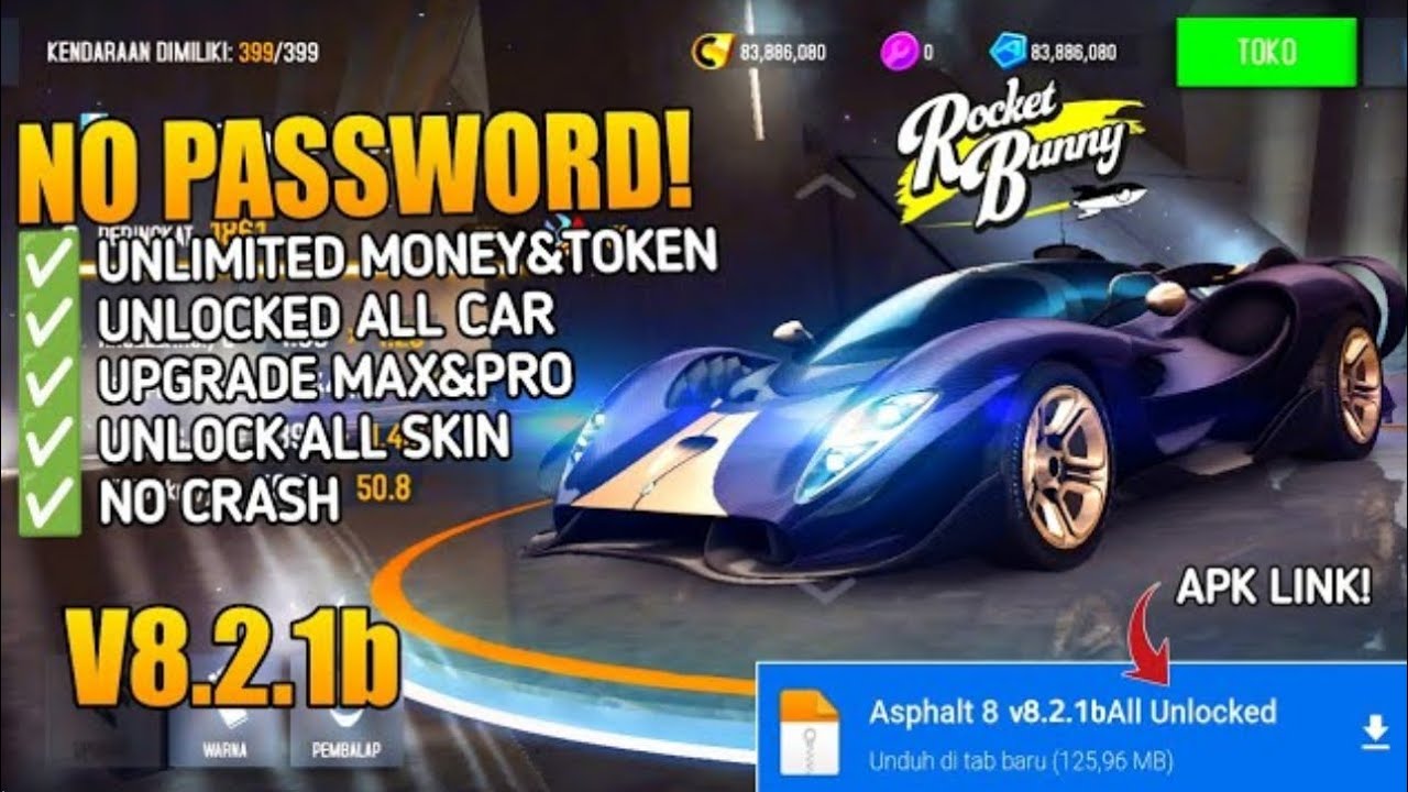 Asphalt 8 - 8.2.1b MOD All cars unlocked 399 Vehicles upgrade MAX PRO (ANDROID)