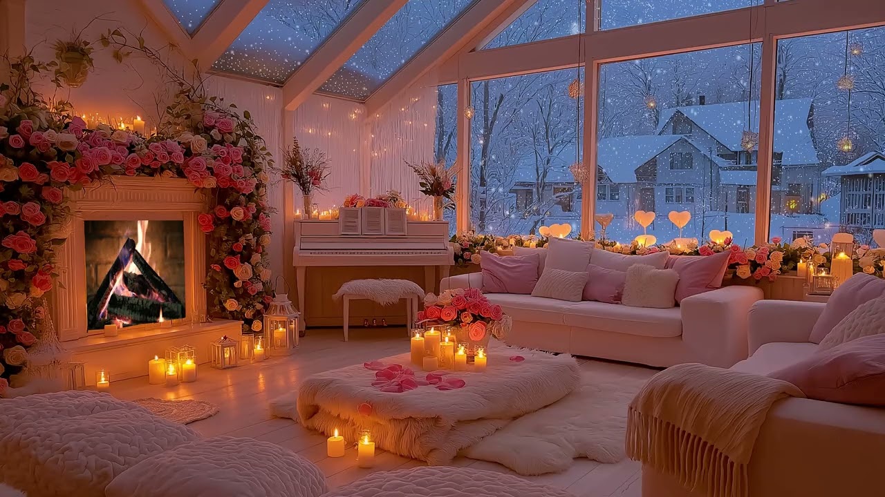 Peaceful Winter Night ❄️ Soft Piano & Fireplace | Cozy Ambience for Focus & Relax