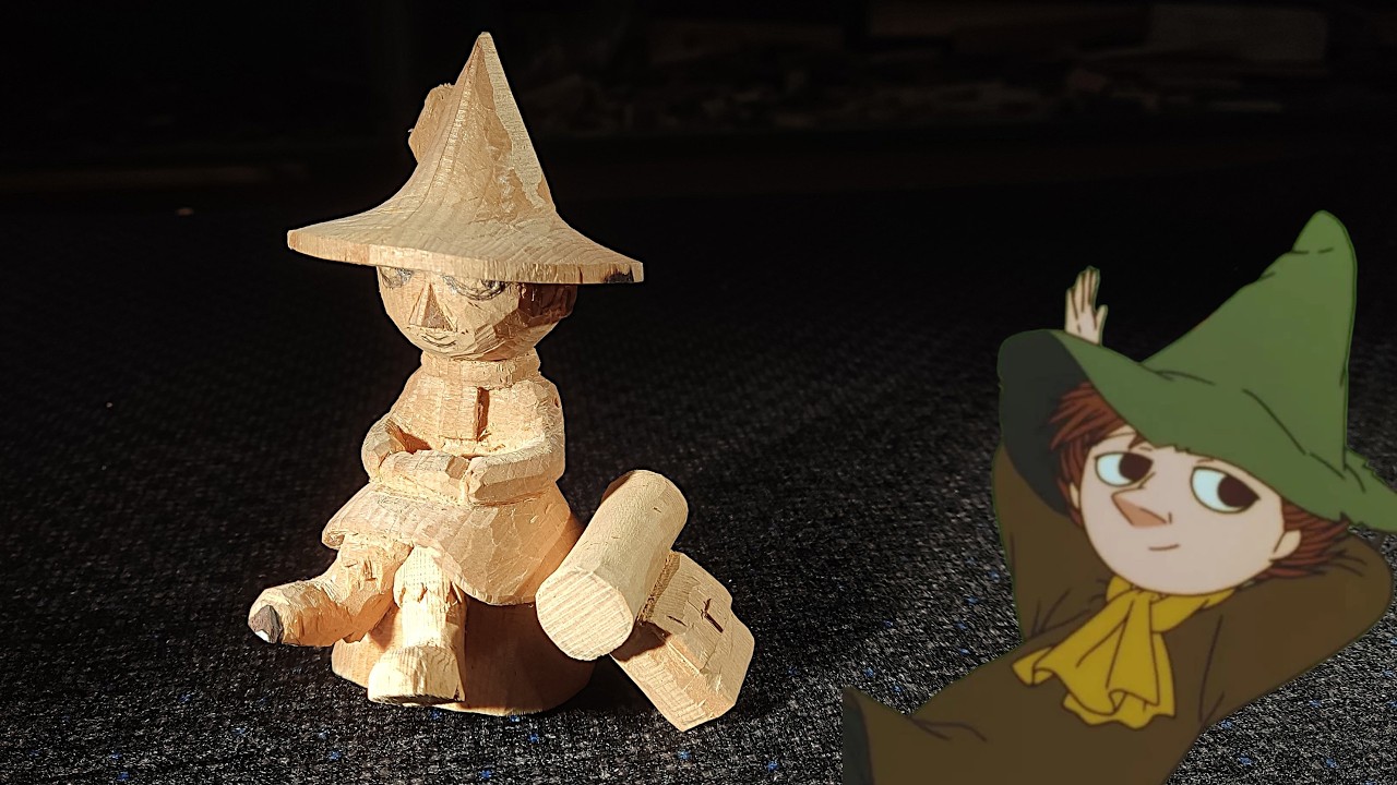 Wood carving Snufkin from the Moomins - No talking ASMR part 4 - Leg and backpack