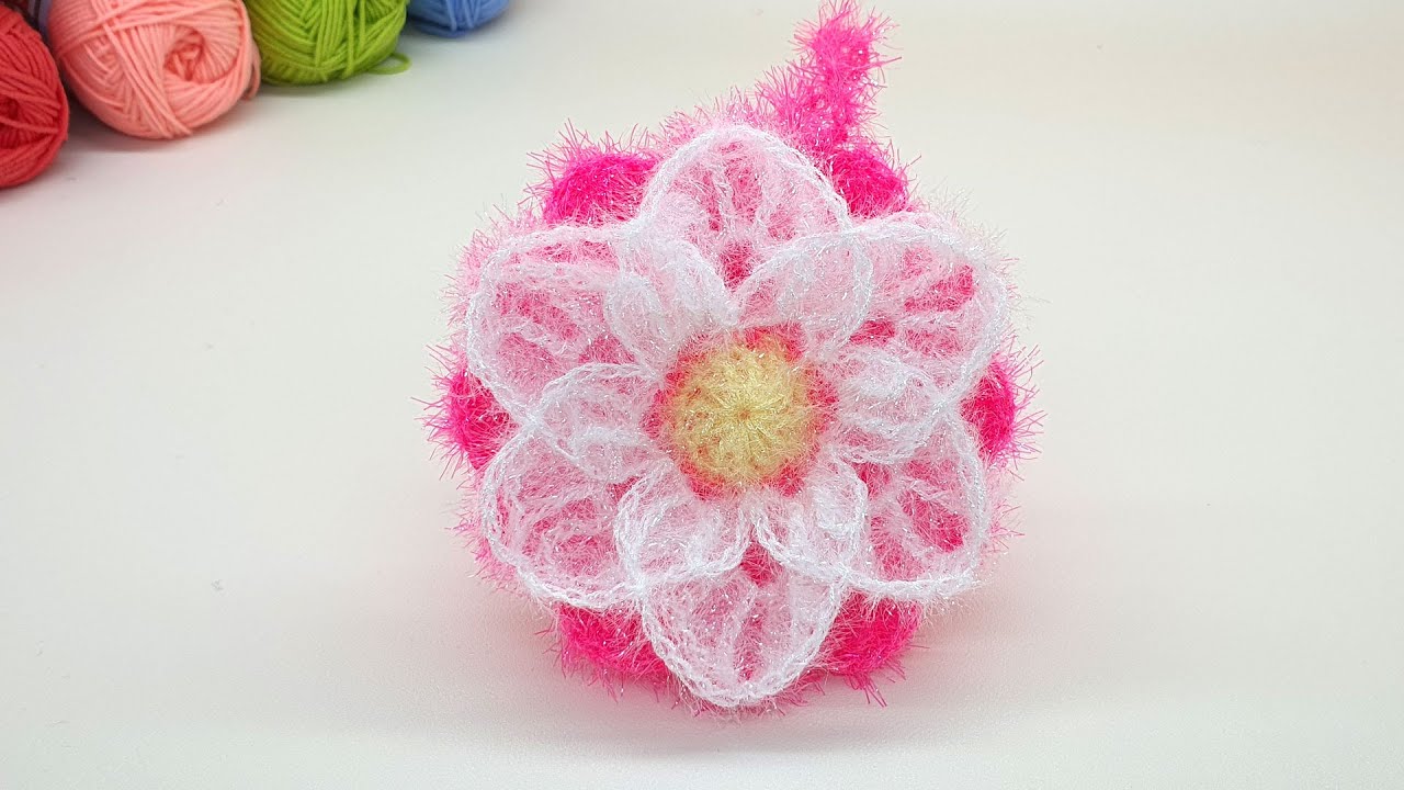 2025 큰 꽃 평면 수세미 뜨기 / 코바늘 수세미 /  Crochet Dish Scrubby / flower crochet
