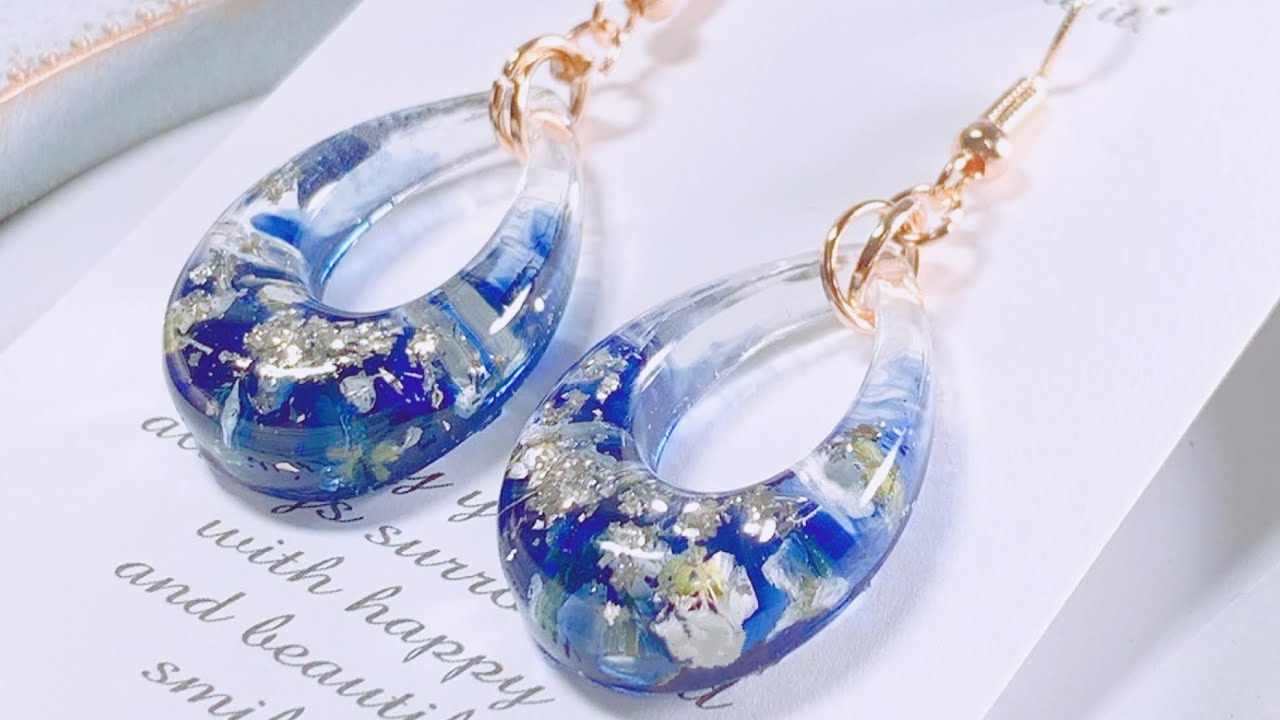 【レジン】夏にぴったり涼しげなアクセサリーピアス♡【handmade】