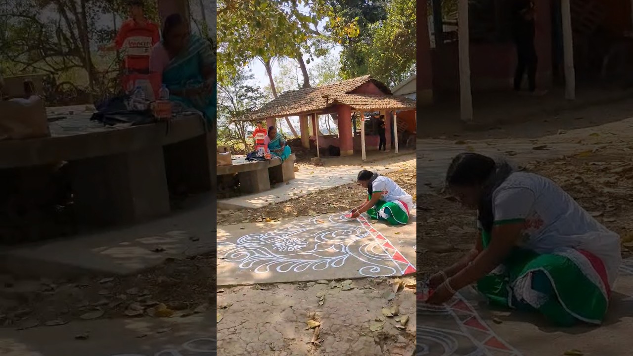 Alpana compitition in a beautiful nature . #Holi #alpana #rangoli #contest  #nature