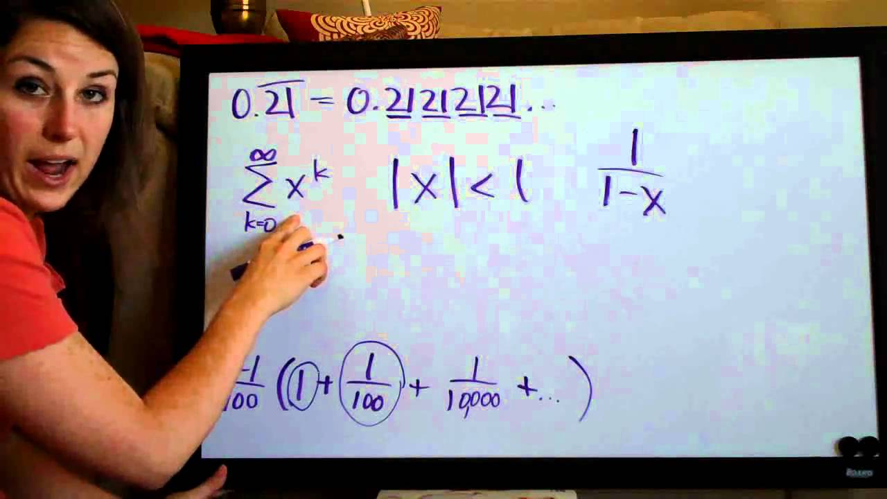 Convergence and sum of a geometric series, example 1 (KristaKingMath)