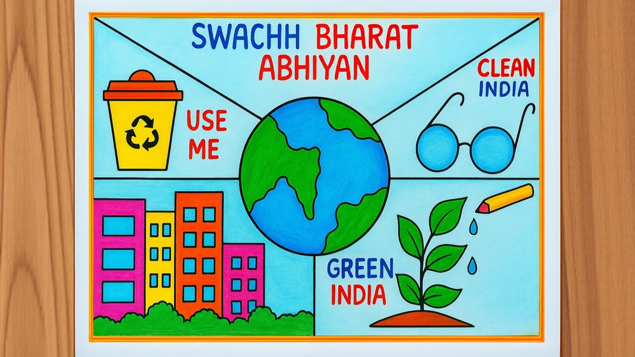 Swachh Bharat Abhiyan Poster drawing easy Clean India Green India Poster Swachh Bharat mission
