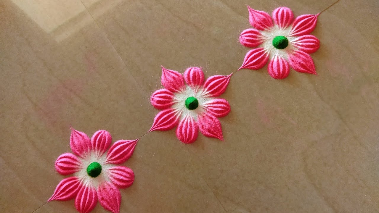 Border rangoli design. Side border rangoli. easy border designs.