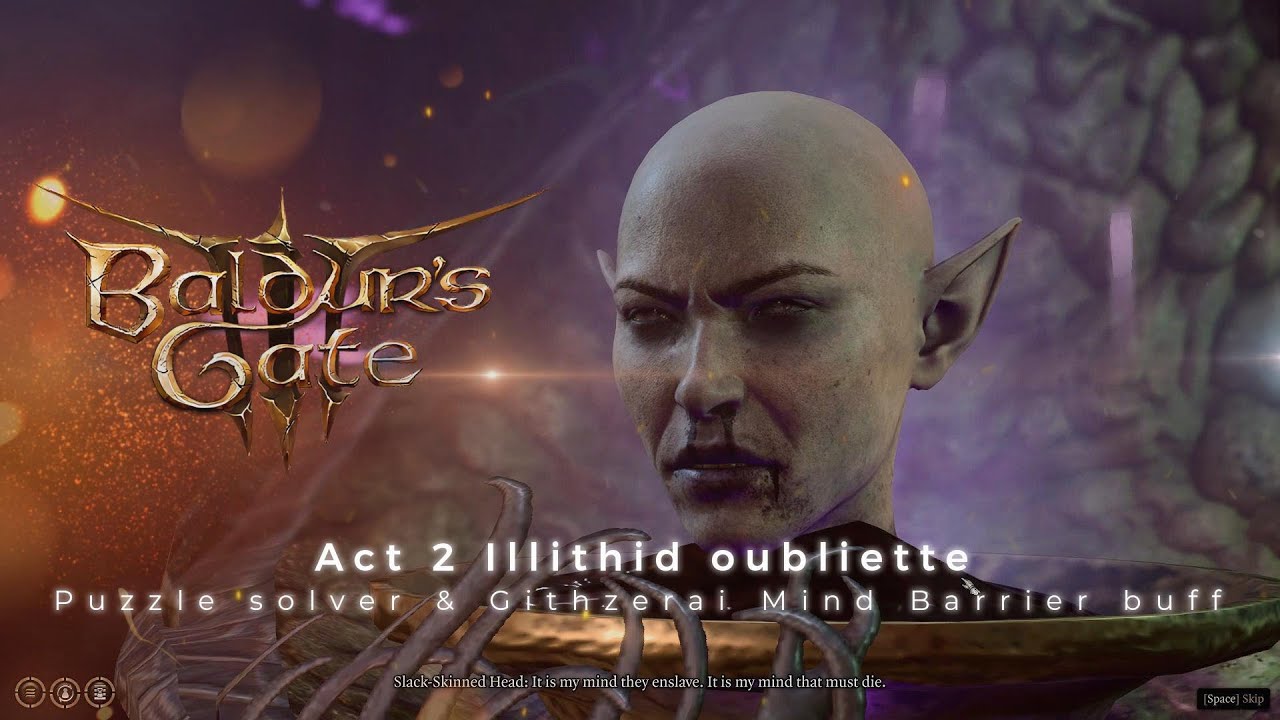 Baldur's Gate 3 Act 2 - Illithid oubliette - Puzzle solver - Githzerai Mind Barrier perma buff