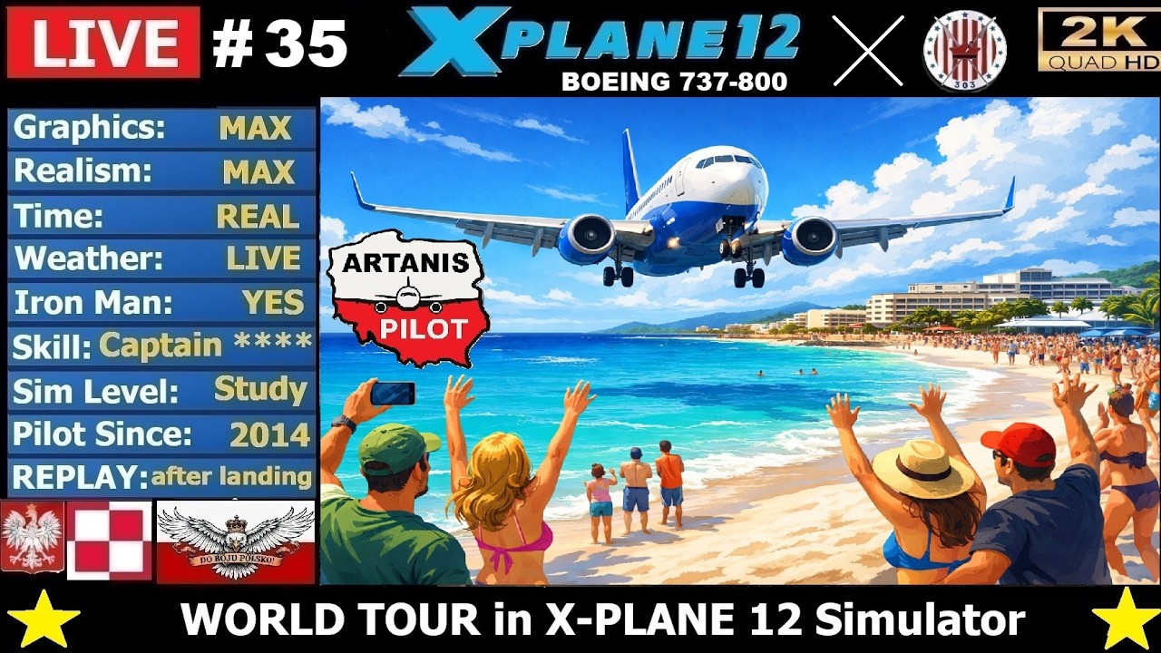 #35 TUPJ ✈️ TNCM🔥 Epstein Island - St. Maarten UN - REAL Boeing 737 Cpt. 🔴  LIVE stream REALOPS