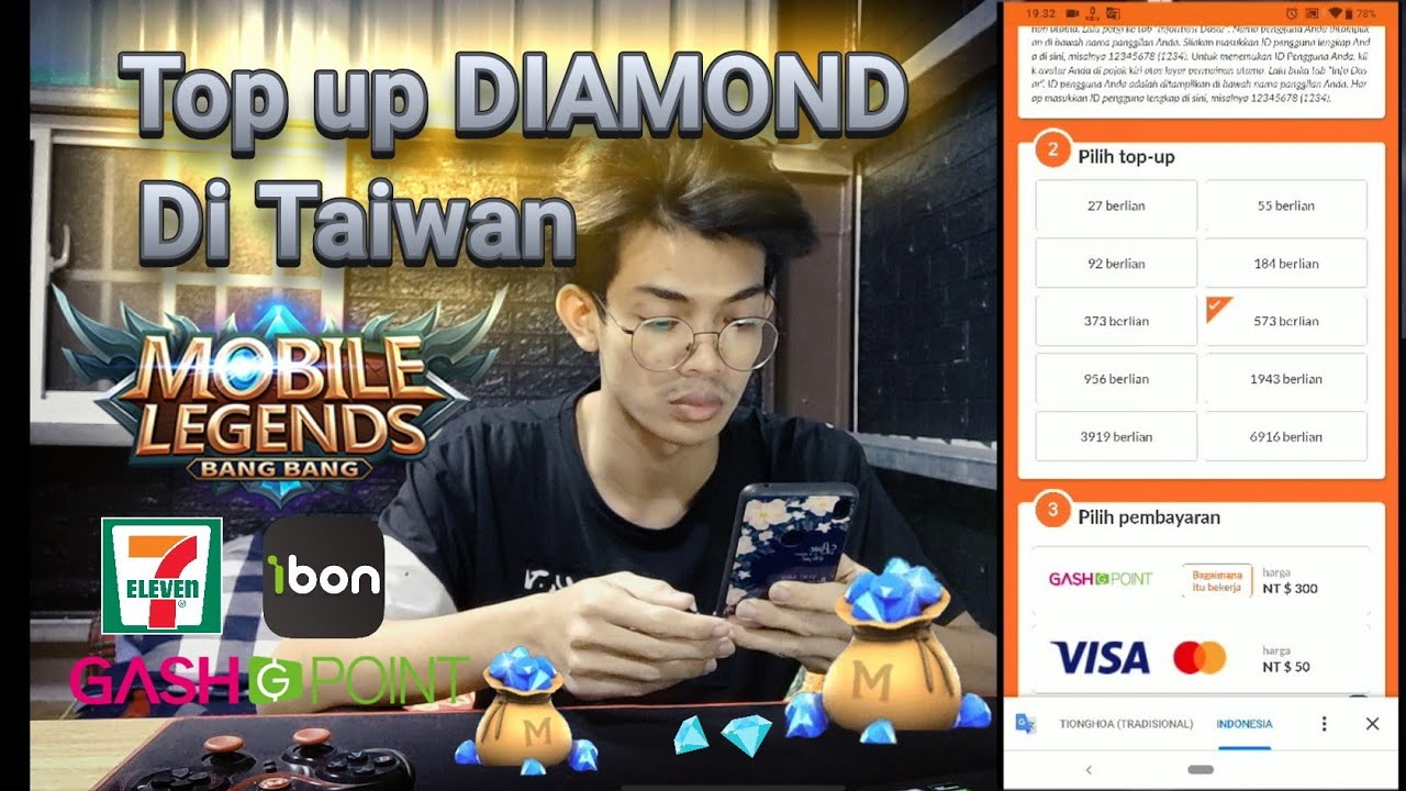 Cara Top up diamond mobile legends di Taiwan lewat 7eleven
